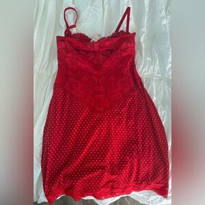 NEW W TAGS - Victorias Secret Lipstick Red Polka dot Modal and lace mini slip XS